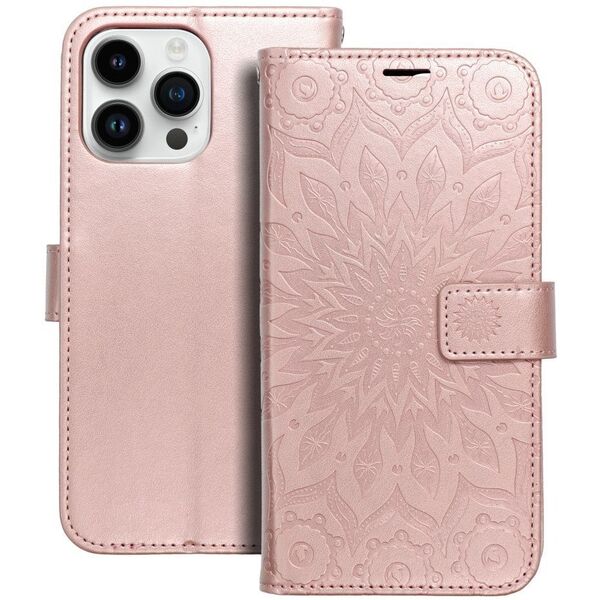 Θήκη βιβλίου MEZZO για IPHONE 14 Plus mandala ροζ χρυσό
