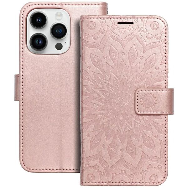 Θήκη MEZZO Book για IPHONE 14 Pro mandala ροζ χρυσό