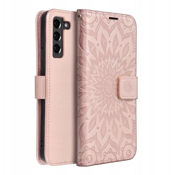 Θήκη MEZZO Book για IPHONE 14 Pro mandala ροζ χρυσό