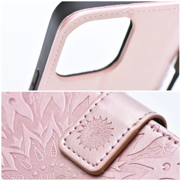 Θήκη βιβλίου MEZZO για IPHONE 13 MINI mandala ροζ χρυσό