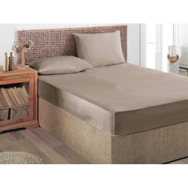 Σατέν σεντόνι με λάστιχο CREYA ALURA BEIGE, μπεζ, 180 x 200 + 25 εκ., 100% βαμβάκι