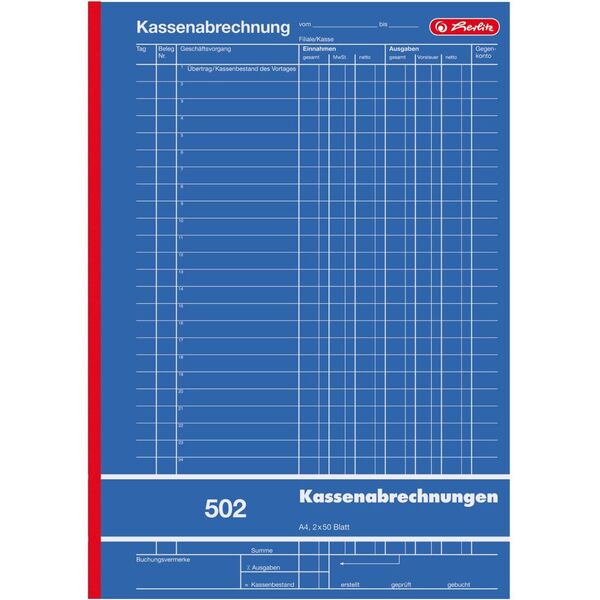 Herlitz Απόδειξη Ταμείου A4 502 2x 50 Φύλλα