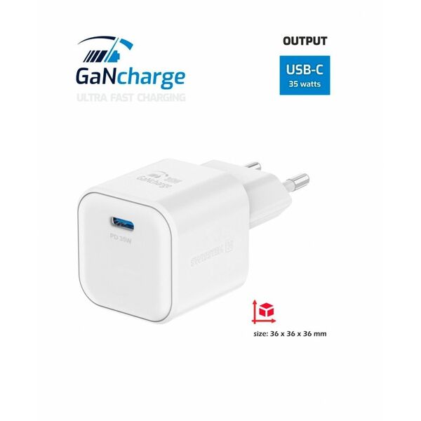 Ταξιδιωτικός Φορτιστής Gan 1X USB-C 35W Power Delivery Λευκό