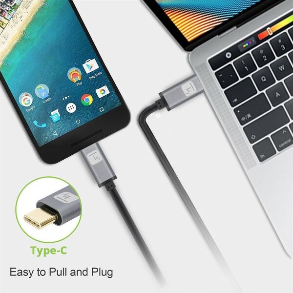 TECHLY Καλώδιο USB3.2 Gen.2 Βύσμα Τύπου-C - Βύσμα USB Τύπου-C Μαύρο 1μ