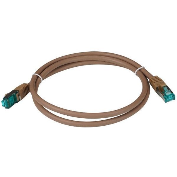 Καλώδιο Patch RJ45 S/FTP Cat6A LSZH Καφέ Μήκος 1m 4x2xAWG27/7 σύμφωνα με TIA/EIA568B θωρακισμένο Πρότυπα μετάδοσης 10Gbit