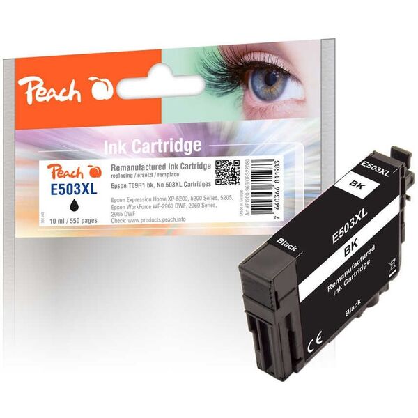 Peach Ανακατασκευασμένο Μελανοδοχείο Epson T09R1, No 503XL μαύρο