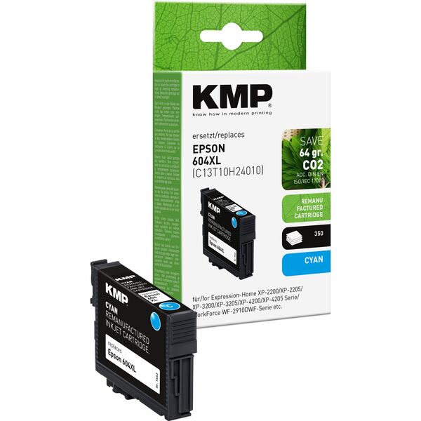 KMP Ανακατασκευασμένο μελάνι Epson 604XL (T10H2) κυανό 350 σελ. 5ml