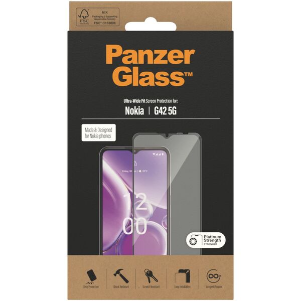 PanzerGlass Ultra-wide Fit tempered glass, Nokia G42 5G, black frame