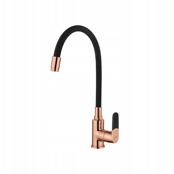 Βρύση νεροχύτη INVENA MAGIC ROSE GOLD, μαύρη, με εύκαμπτο λαιμό