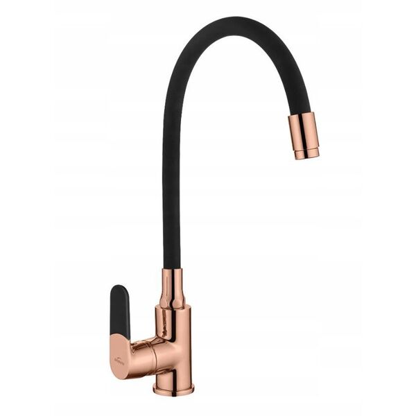 Βρύση νεροχύτη INVENA MAGIC ROSE GOLD, μαύρη, με εύκαμπτο λαιμό