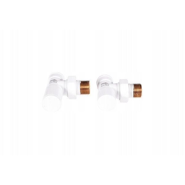 Σετ σύνδεσης καλοριφέρ INVENA CZ-31-K15-S, βαλβίδα παροχής+διακοπής, γωνιακή, λευκή.