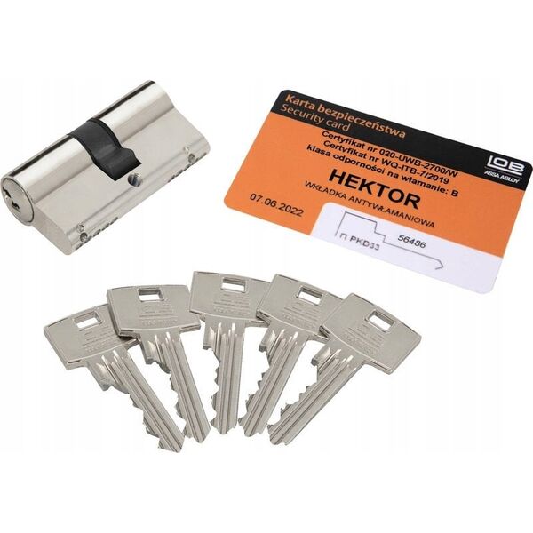Κύλινδρος κλειδώματος Hektor, 45 x 45 mm, 5 κλειδιά, χρώμα χρωμίου.