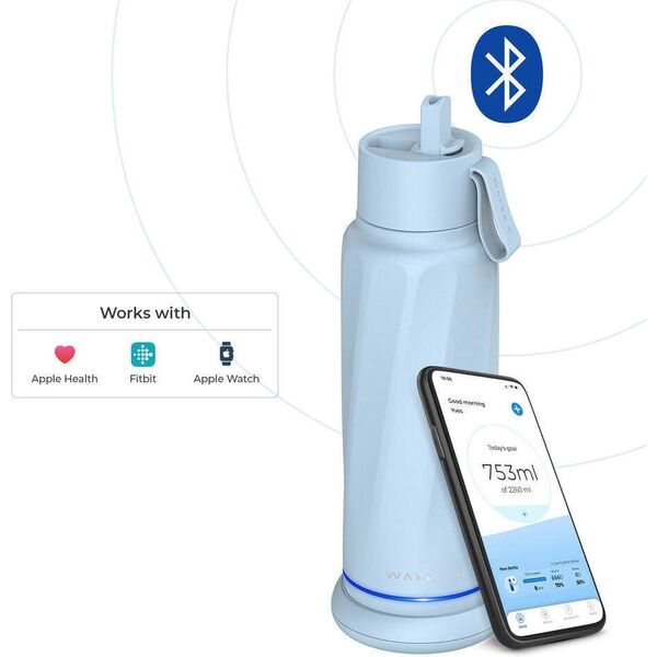 WaterH VITA FlipLid smart drinking bottle, 532 ml, light blue