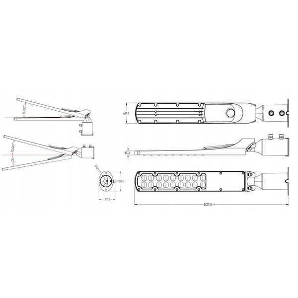 Φωτιστικό δρόμου με φωτοκύτταρο LED 230V 50W 5 000lm, 140° x 70° 4000K, γκρι, FLAMINGO, IP65, IK08