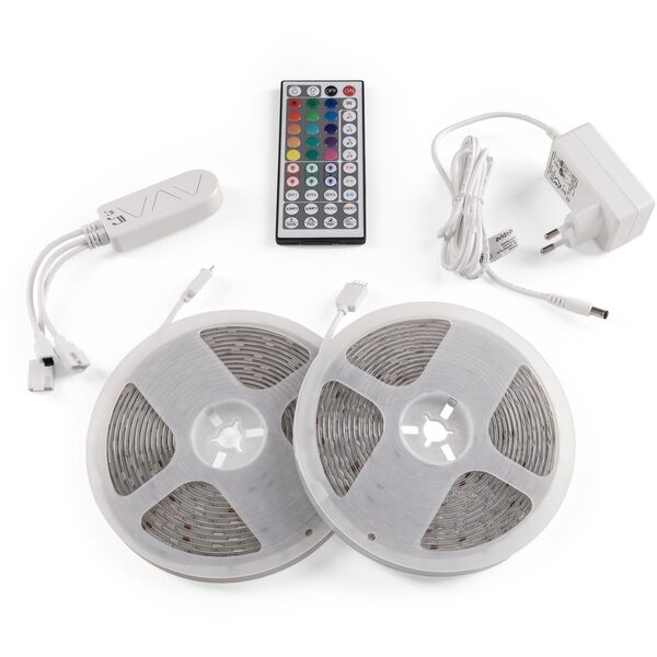 Σετ λωρίδας LED Avide, IP65, 2x150LED, RGB, 22W, 2x5m, ελεγκτής μουσικής, WIFI, με τηλεχειριστήριο, 10m