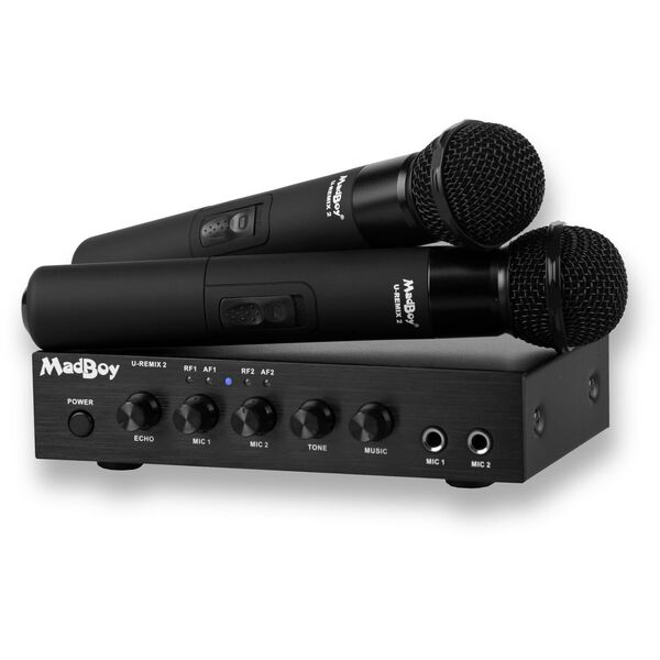 Ζευγάρι ασύρματων μικροφώνων καραόκε Bluetooth MadBoy U-Remix 2 με μίκτη