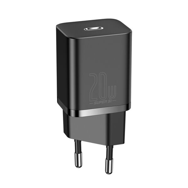 Baseus wall charger Super Si PD 20W 1x USB-C black + USB-C - Lightning cable 6953156230057