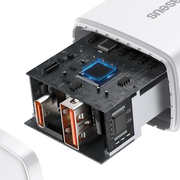 Baseus wall charger Compact PD 20W 1x USB-C 1x USB white 6953156207240