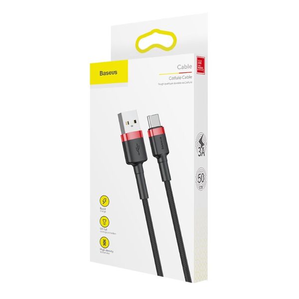 Baseus cable Cafule USB - USB-C 0,5m 3A red-black 6953156278271