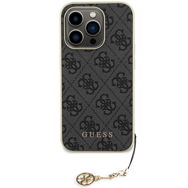 Guess case for iPhone 15 Pro 6,1" GUHCP15LGF4GGR gray hardcase 4G Charms Collection 3666339171681