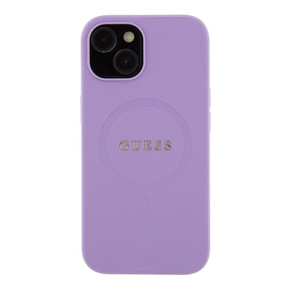 Guess case for iPhone 15 6,1" GUHMP15SPSAHMCU purple hardcase Saffiano MagSafe 3666339155902