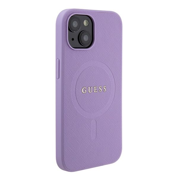 Guess case for iPhone 15 6,1" GUHMP15SPSAHMCU purple hardcase Saffiano MagSafe 3666339155902