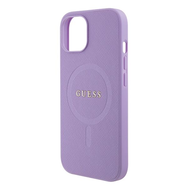 Guess case for iPhone 15 6,1" GUHMP15SPSAHMCU purple hardcase Saffiano MagSafe 3666339155902
