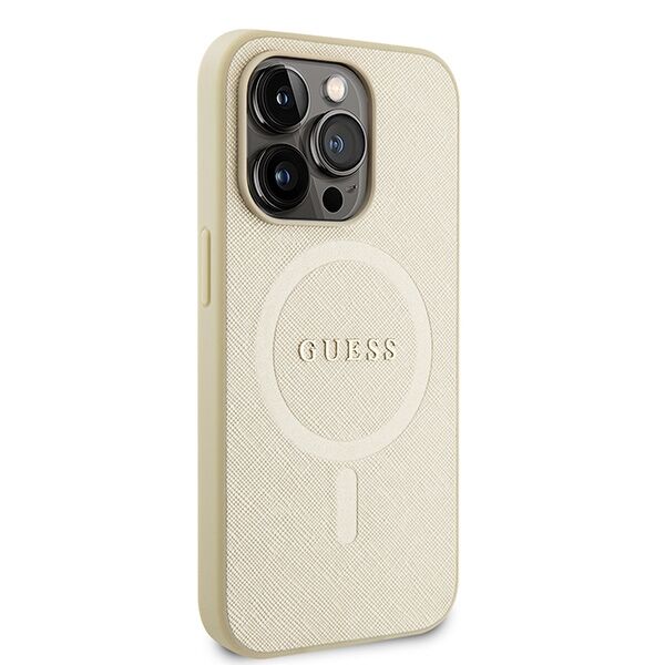 Guess case for iPhone 15 Pro Max 6,7" GUHMP15XPSAHMCB gold hardcase Saffiano MagSafe 3666339156077