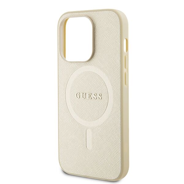 Guess case for iPhone 15 Pro Max 6,7" GUHMP15XPSAHMCB gold hardcase Saffiano MagSafe 3666339156077