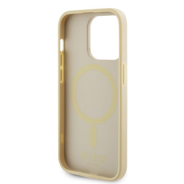 Guess case for iPhone 15 Pro Max 6,7" GUHMP15XPSAHMCB gold hardcase Saffiano MagSafe 3666339156077