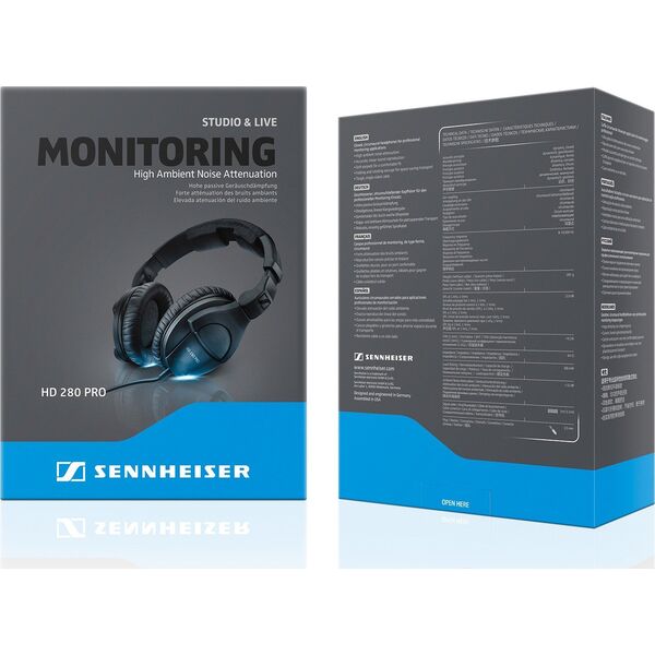 Słuchawki Sennheiser Sennheiser HD 280 Pro HiFi Over Ear hovedtelefoner Over-ear Noise Cancelling Sort