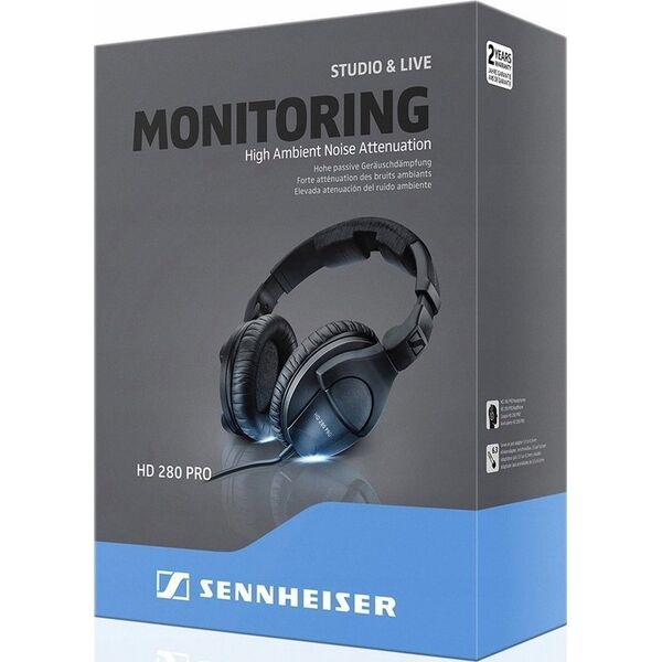 Słuchawki Sennheiser Sennheiser HD 280 Pro HiFi Over Ear hovedtelefoner Over-ear Noise Cancelling Sort