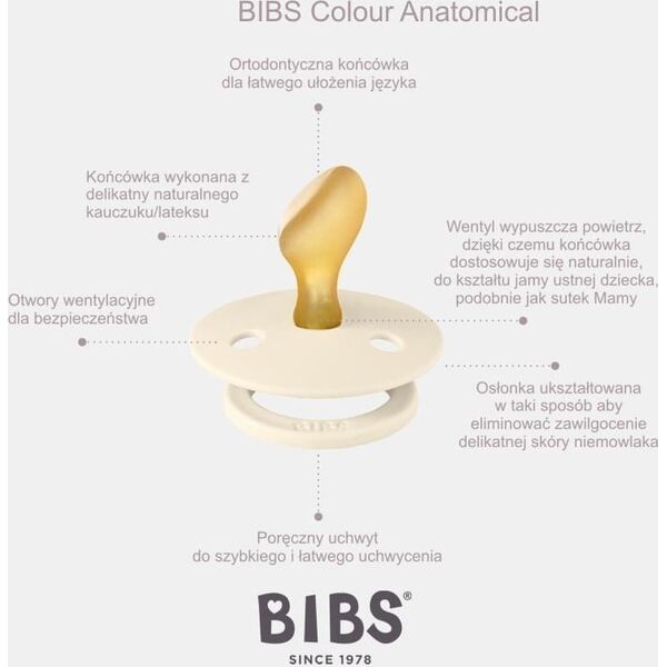 BIBS COLOUR ANATOMICAL BLUSH M Smoczek ortodontyczny kauczuk Hevea