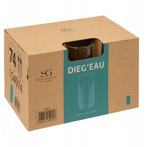 Ψηλά ποτήρια Dieg'eau, 6 τεμάχια x 360 ml
