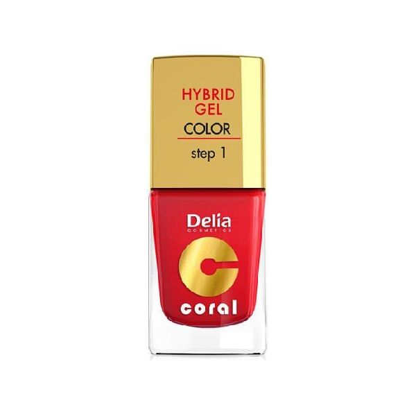 Delia Cosmetics Coral Hybrid Gel Emalia do paznokci nr 01 czerwony 11ml