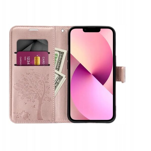 Θήκη ForCell Kabura Forcell MEZZO Book για IPHONE 13 δέντρο ροζ χρυσό