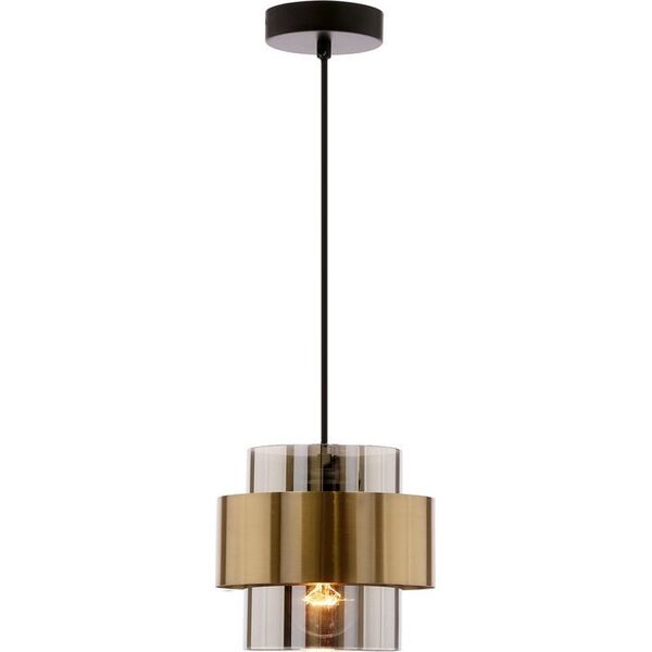 Lampa wisząca Candellux SPIEGA LAMPA WISZĄCA CZARNY+MOSIĘŻNY 1X60W E27 KLOSZ DYMIONY