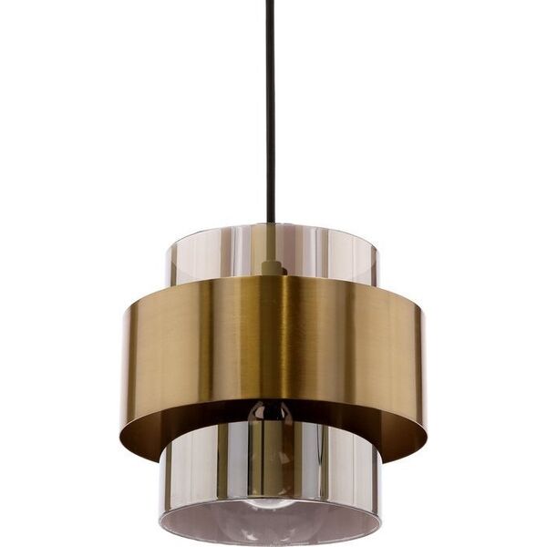 Lampa wisząca Candellux SPIEGA LAMPA WISZĄCA CZARNY+MOSIĘŻNY 1X60W E27 KLOSZ DYMIONY