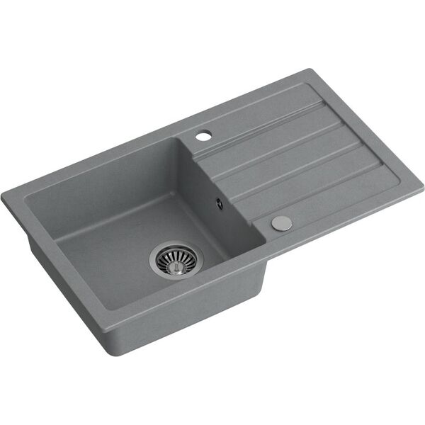Νεροχύτης GraniteQ JERRY 111 γκρι γρανίτης νεροχύτης (77x44x17,5) + σιφόνι + καπάκι