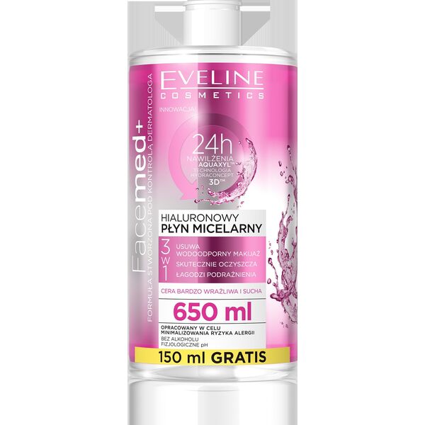 Eveline Facemed+ Hialuronowy Płyn micelarny 3w1 - cera bardzo wrażliwa i sucha 650ml