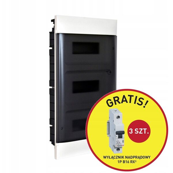 Legrand Rozdzielnica modułowa natynkowa PRACTIBOX S 4x12 drzwi białe 4x1P B16 RX3 135424P