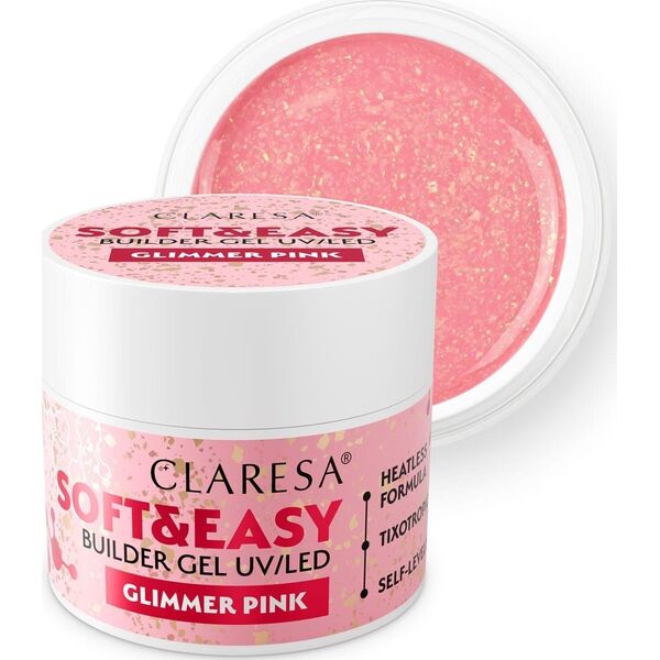 Claresa CLARESA N Żel budujący do paznokci Soft&Easy Builder Glimmer Pink 90g