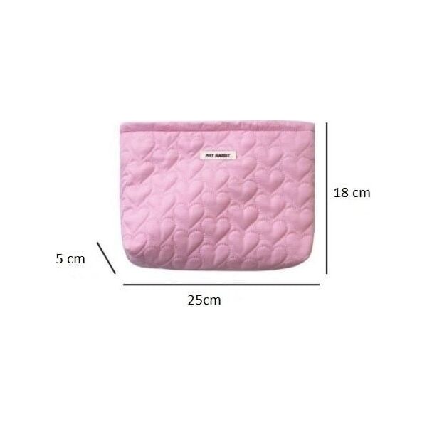 eCarla Kosmetyczka jednokomorowa pikowana serca 25 x 5 x18 cm KS120CZ