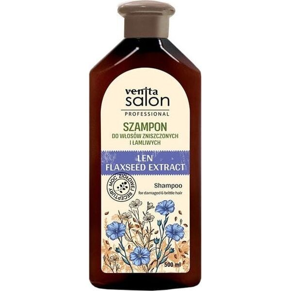 Venita VENITA Salon Professional Szampon z Lnem do włosów zniszczonych i łamliwych 500 ml
