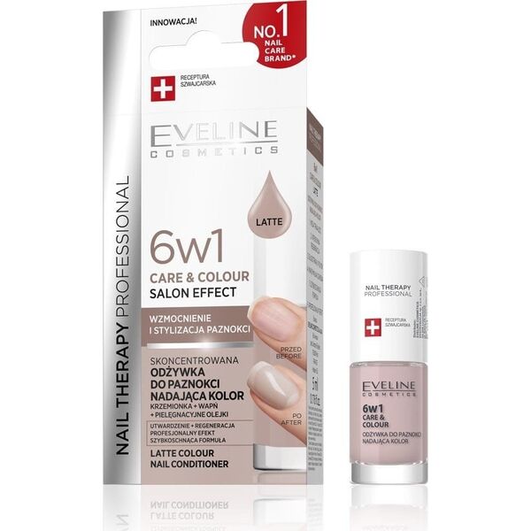 EVELINE KOLOROWKA EVELINE Nail Therapy Professional Odżywka do paznokci nadająca kolor Care&Colour 6w1 - Latte 5 ml