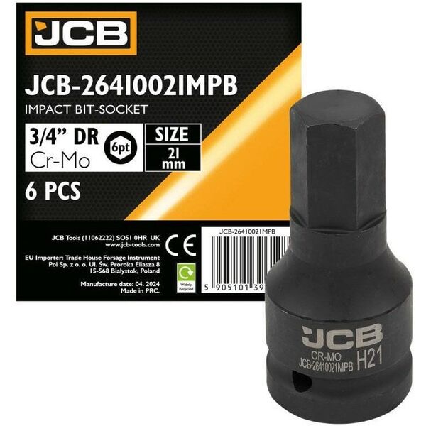 JCB Μύτη υποδοχής κρούσης 3/4" 21mm (6-γωνιακή)