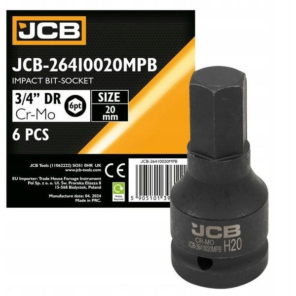 JCB Καρυδάκι-μπιτ κρούσης 3/4" 20mm (6-γωνιακό)