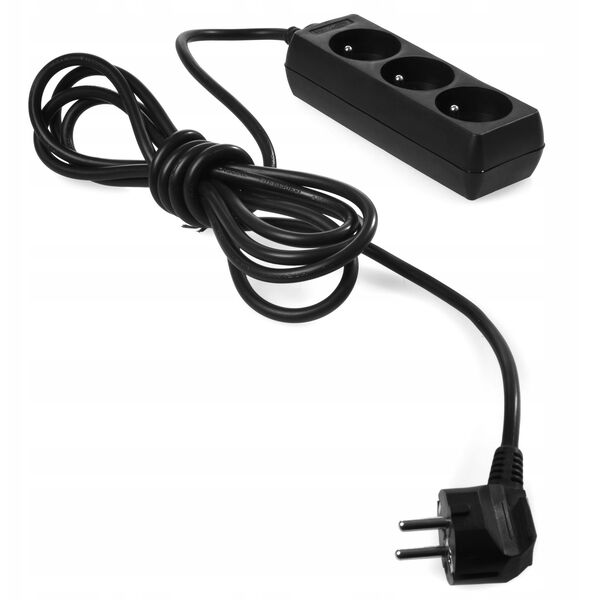 PRZEDŁUŻACZ PS-370/3,0 E CZARNY 3G+0 3M 10A W-98177