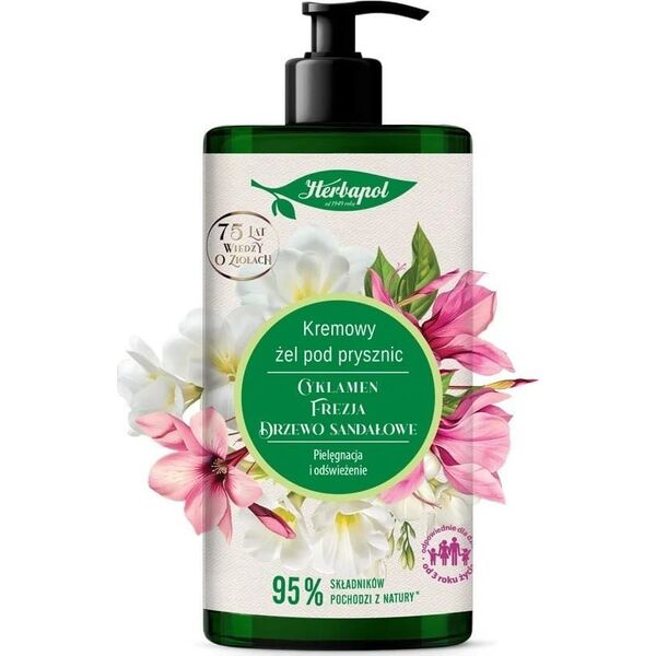 HERBAPOL Kremowy Żel pod prysznic - Cyklamen & Frezja & Drzewo Sandałowe 740 ml