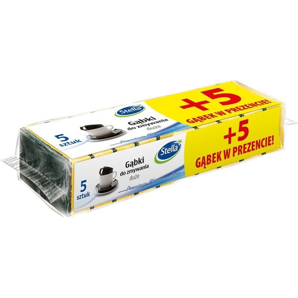 Stella Gąbka do zmywania Duża 5 + 5 szt. gratis